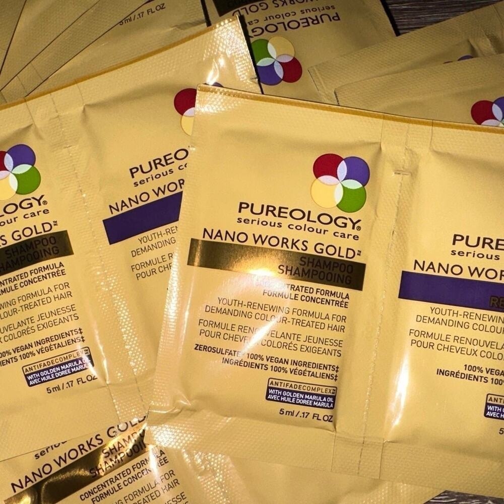 Pureology Nanoworks Gold Shampoo Conditioner sample travel‎